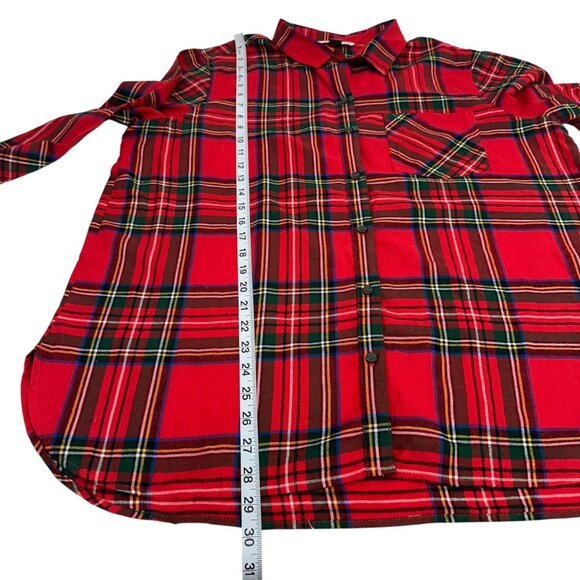 Old Navy Womens Red Plaid Flannel Shirt SZ XL Button-Down Top Holiday/Christmas - Picture 8 of 12
